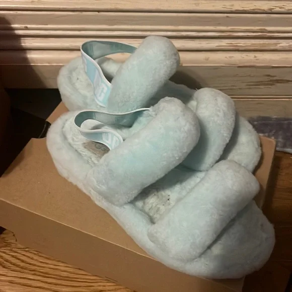 Oh Yeah Ugg Slides Mint UGG Fluff Yeah Womens Mint Green Slippers